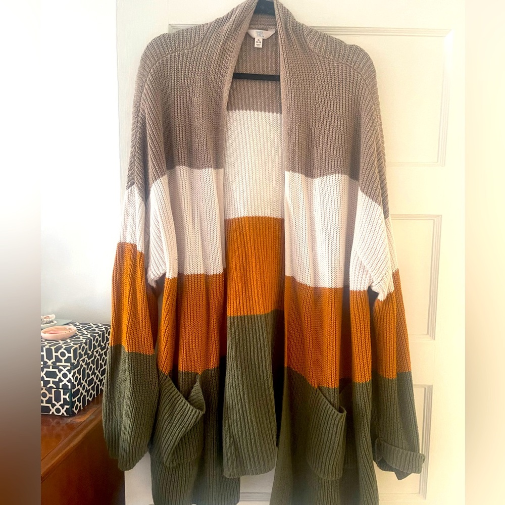 Color block open cardigan